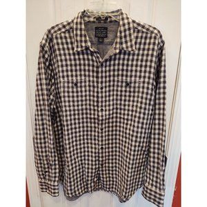 Lucky Brand Black Label Mens L Shirt Black White Checks Gingham Long Sleeve